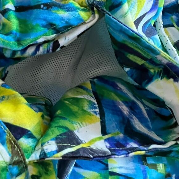 Hugo Boss Swim Trunks Board Shorts Men Small Blue Abstract Mesh Lined Drawstring - Picture 6 of 10